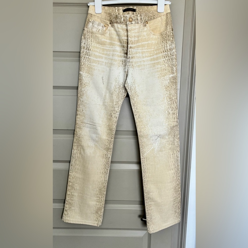 Roberto Cavalli Beige Textured Pants